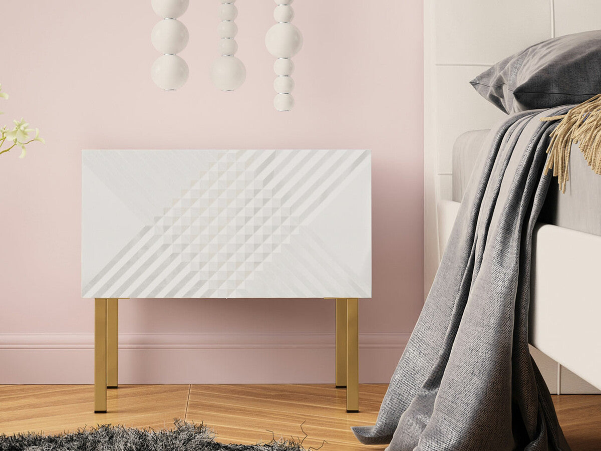 Éjjeliszekrény EXITO 50 (Madrielle) (Fehér + Fényes fehér)