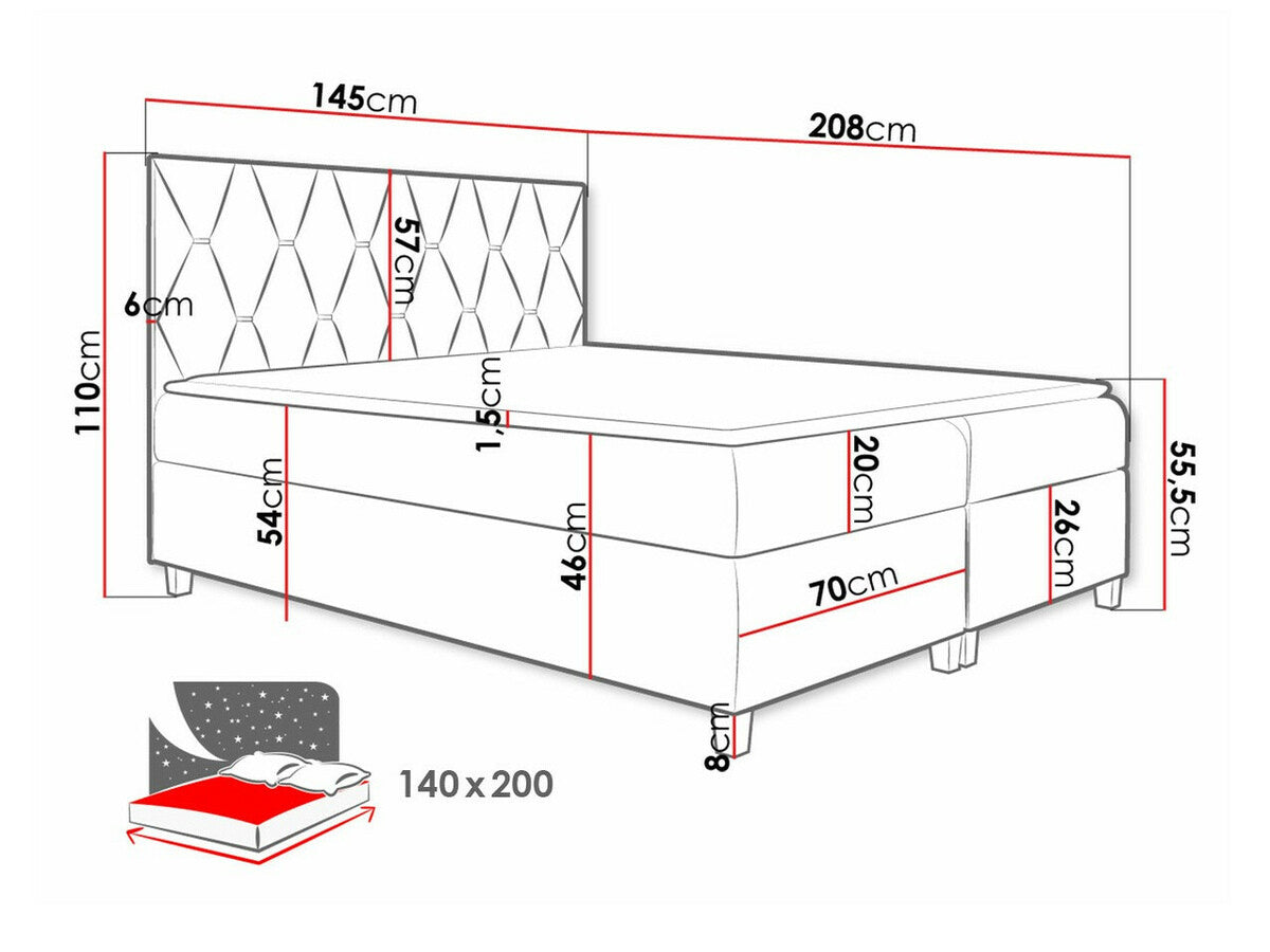 Kontinentális ágy Inez (Carinima), Szín: Fresh 9, Alvó felület mérete: 140 x 200 cm