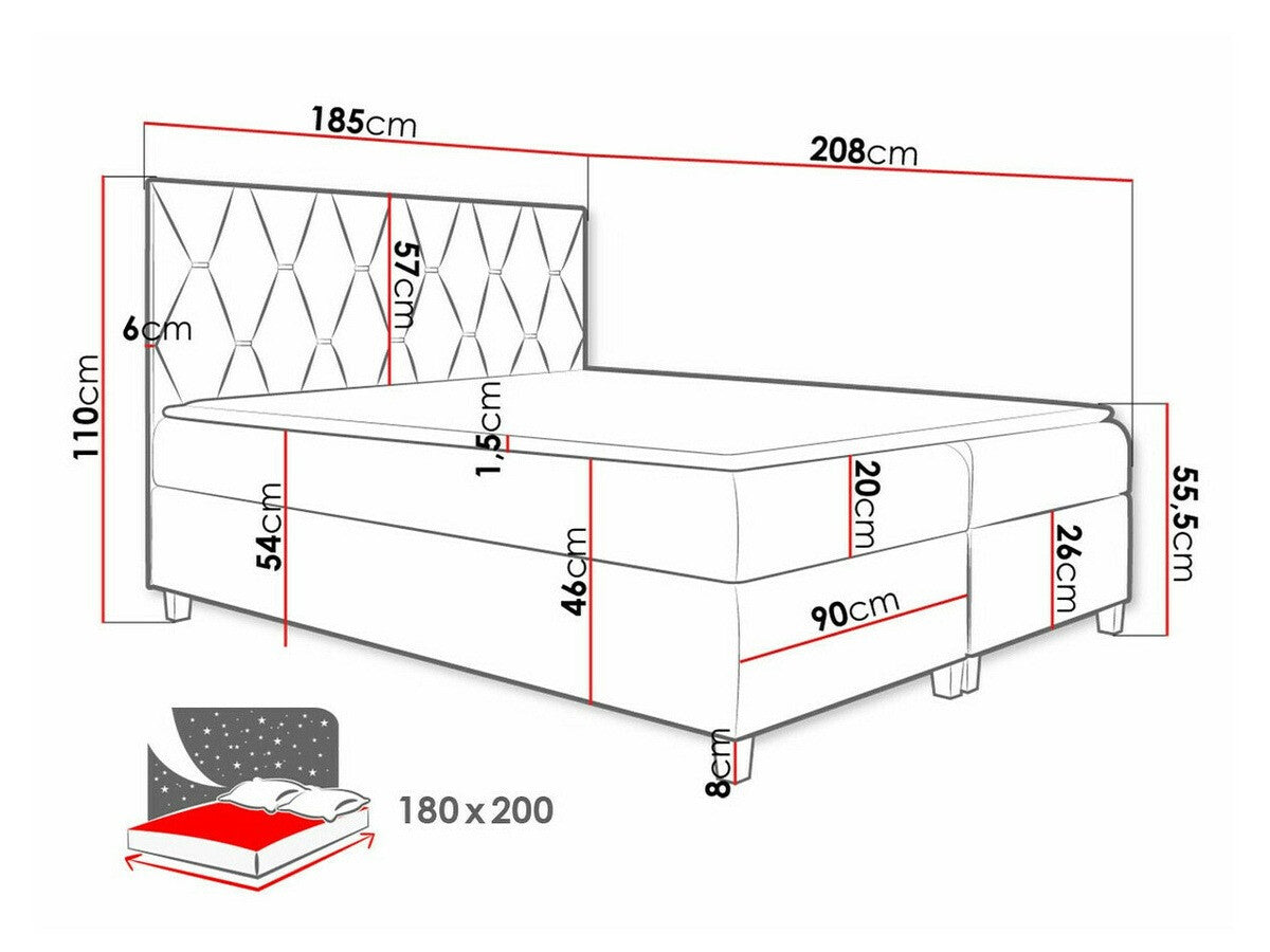 Kontinentális ágy Inez (Carinima), Szín: Fresh 11, Alvó felület mérete: 180 x 200 cm