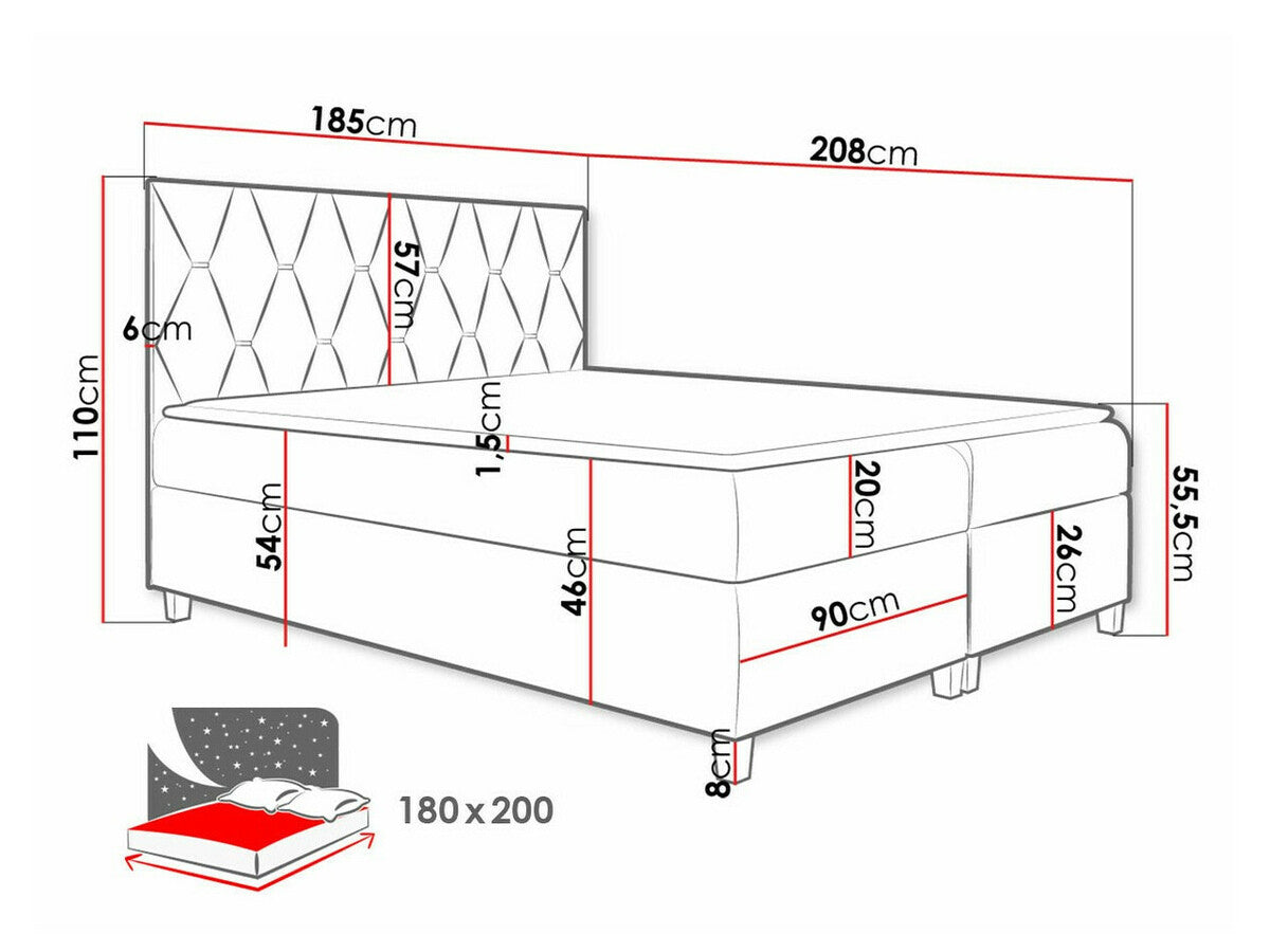 Kontinentális ágy Inez (Carinima), Szín: Fresh 13, Alvó felület mérete: 180 x 200 cm