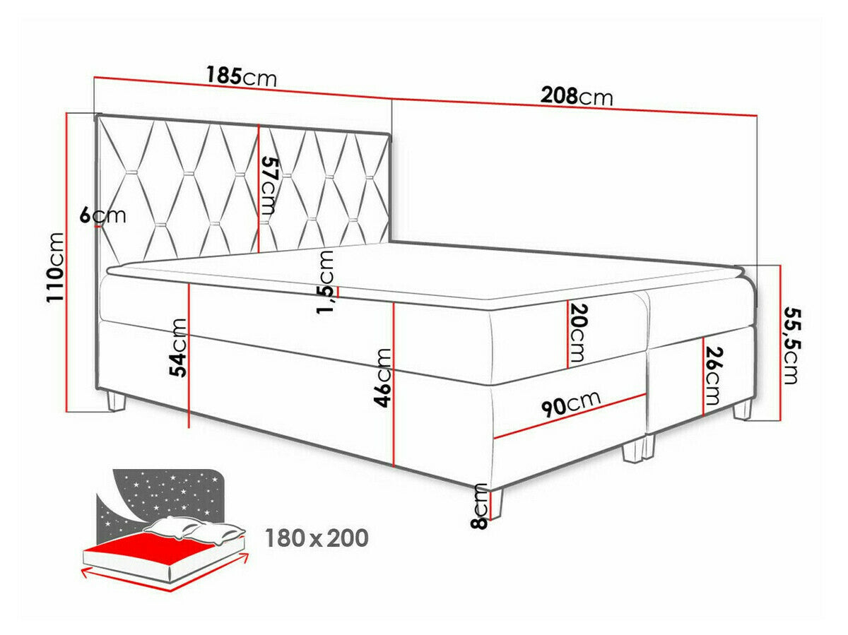 Kontinentális ágy Inez (Carinima), Szín: Fresh 8, Alvó felület mérete: 180 x 200 cm