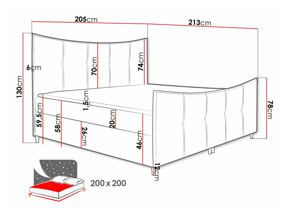 Kontinentális ágy Bergamo Lux (Wacio Lux), Szín: Fresh 4, Alvó felület mérete: 200 x 200 cm