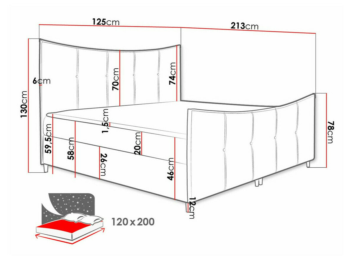 Kontinentális ágy Bergamo Lux (Wacio Lux), Szín: Fresh 8, Alvó felület mérete: 120 x 200 cm