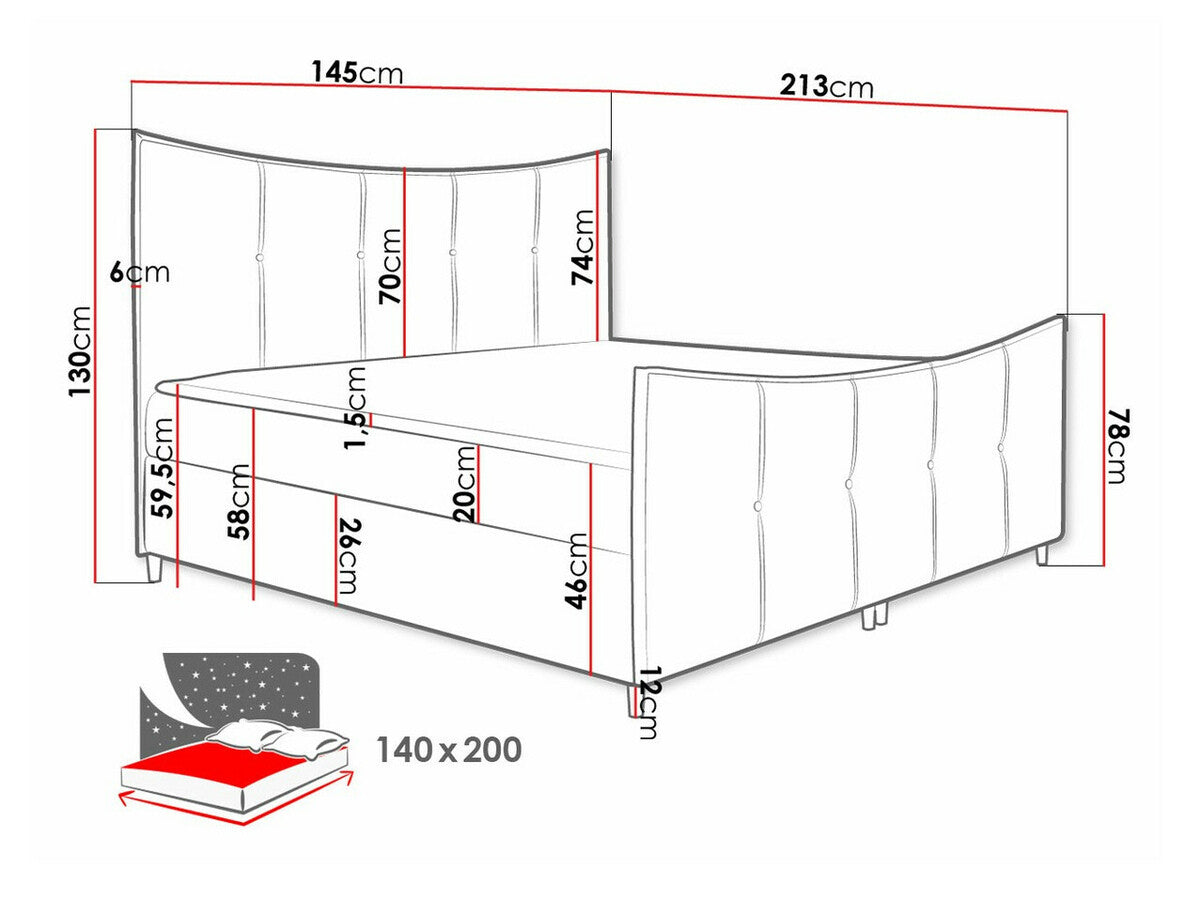 Kontinentális ágy Bergamo Lux (Wacio Lux), Szín: Fresh 37, Alvó felület mérete: 140 x 200 cm