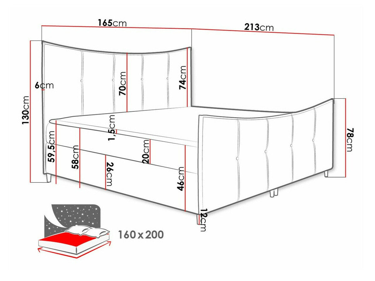 Kontinentális ágy Bergamo Lux (Wacio Lux), Szín: Fresh 37, Alvó felület mérete: 160 x 200 cm