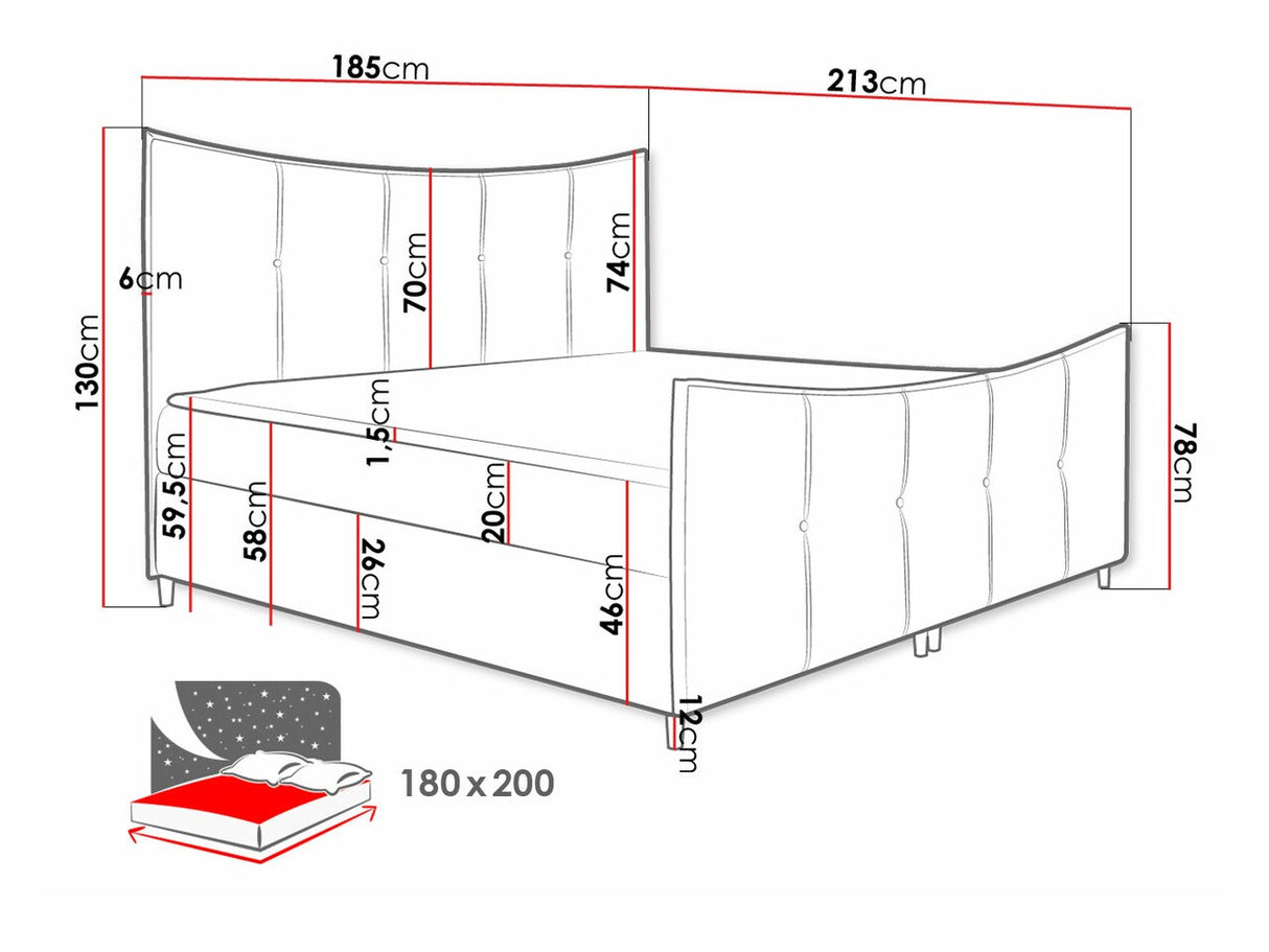 Kontinentális ágy Bergamo Lux (Wacio Lux), Szín: Fresh 4, Alvó felület mérete: 180 x 200 cm