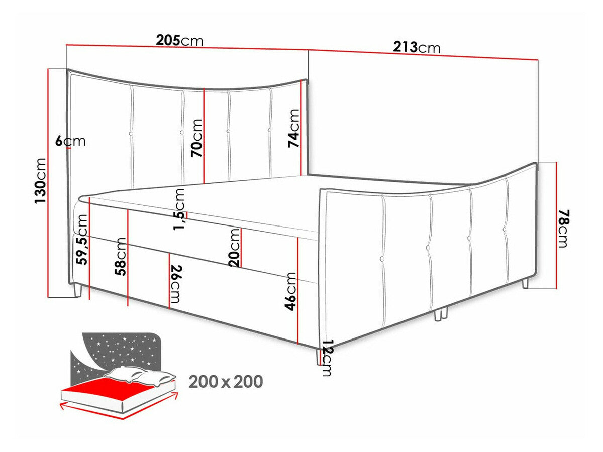 Kontinentális ágy Bergamo Lux (Wacio Lux), Szín: Fresh 8, Alvó felület mérete: 200 x 200 cm