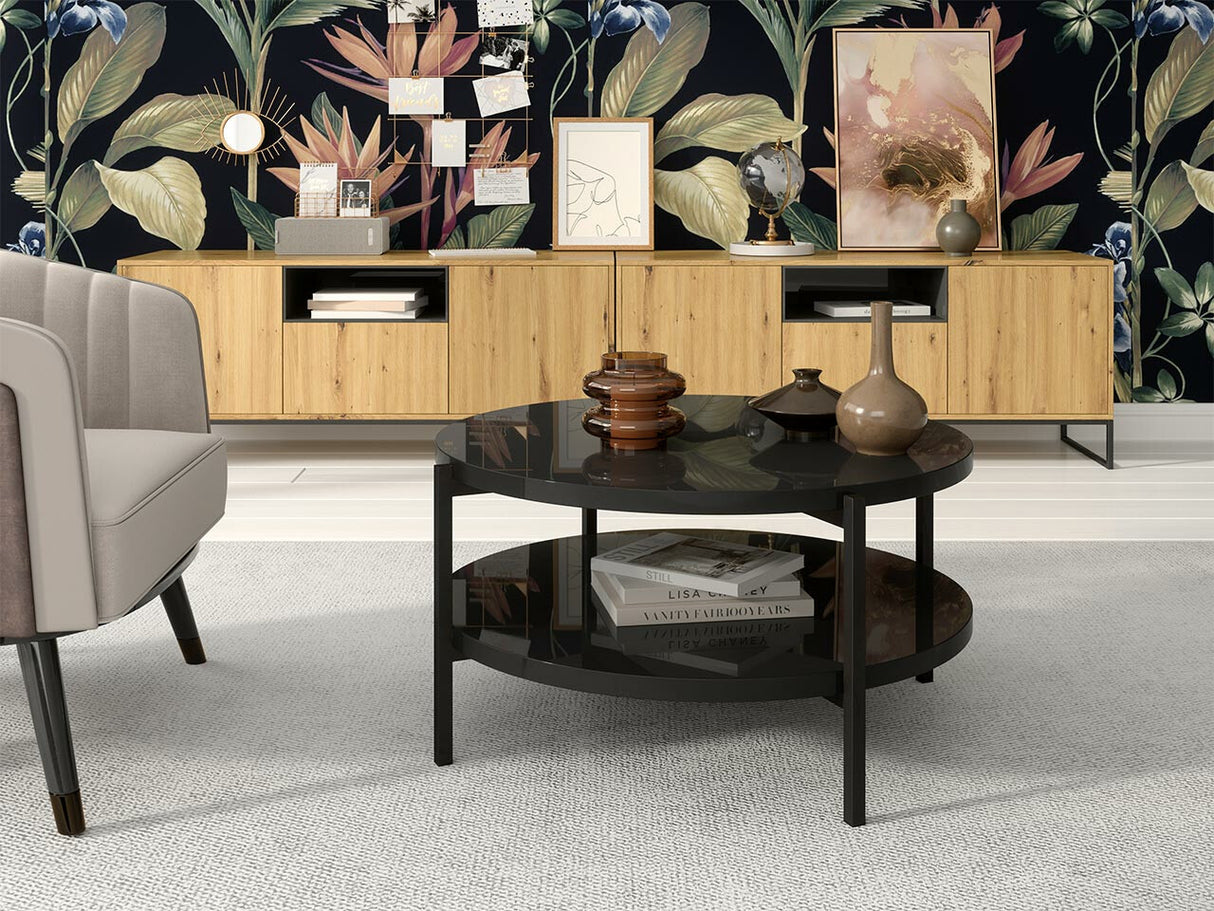 Dohányzóasztal SIGMA B01 (Batasu B02), Szín: Fényes fekete + Fekete