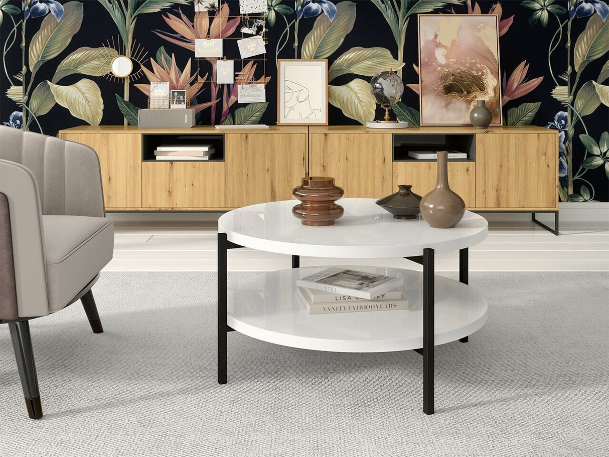 Dohányzóasztal SIGMA B01 (Batasu B02), Szín: Fényes fehér + Fekete