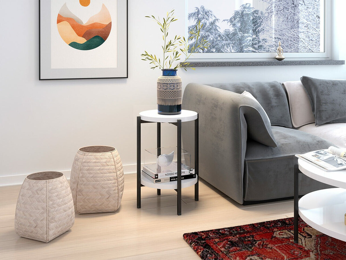 Kisasztal SIGMA D01 (Batasu D02), Szín: Fényes fehér + Fekete