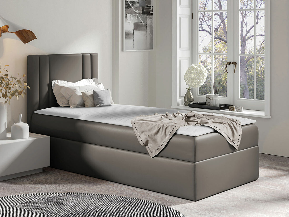 Kontinentális ágy CARMEN MINI (Neresko Mini), Szín: Öko bőr Soft 029, Ágyneműtartó: Jobbra, Alvó felület mérete: 100 x 200 cm