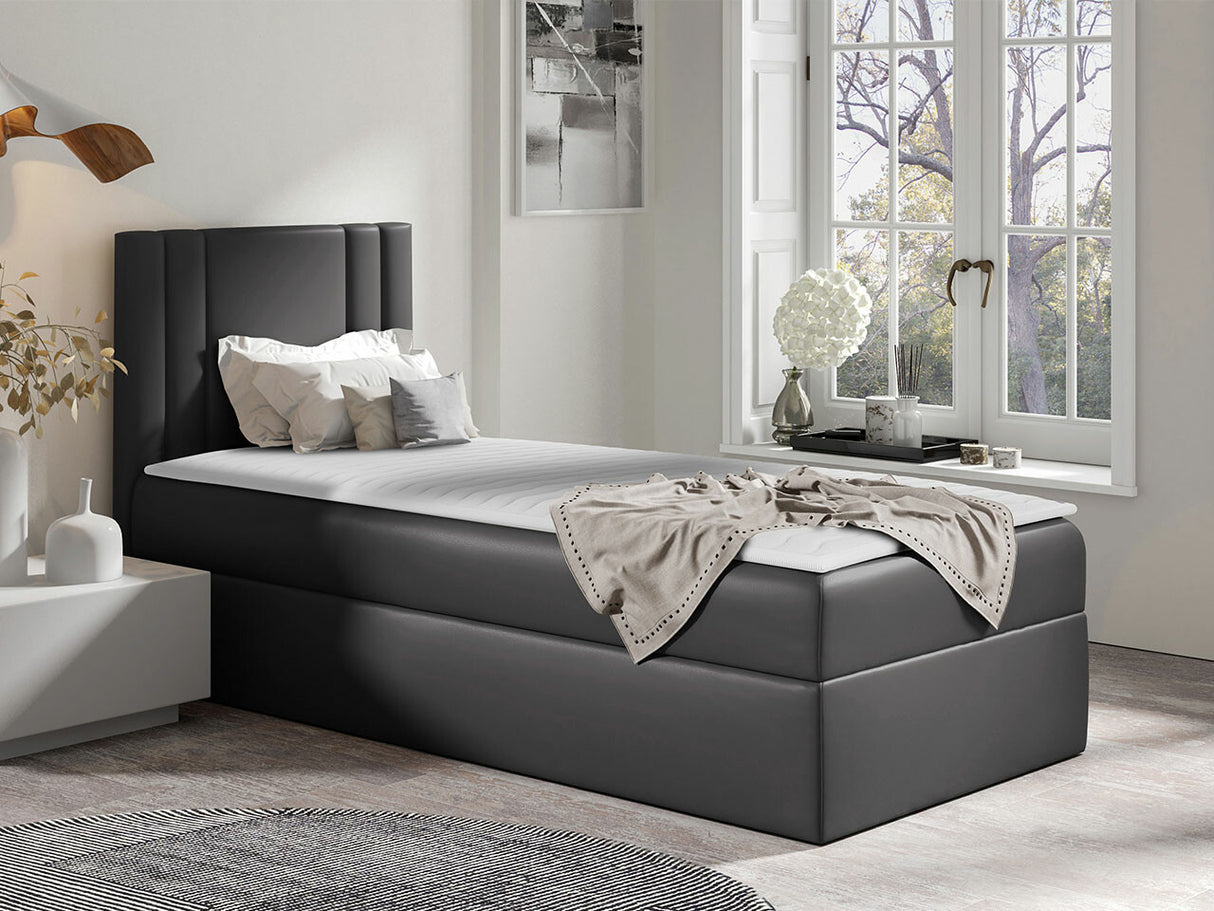 Kontinentális ágy CARMEN MINI (Neresko Mini), Szín: Öko bőr Soft 020, Ágyneműtartó: Jobbra, Alvó felület mérete: 100 x 200 cm