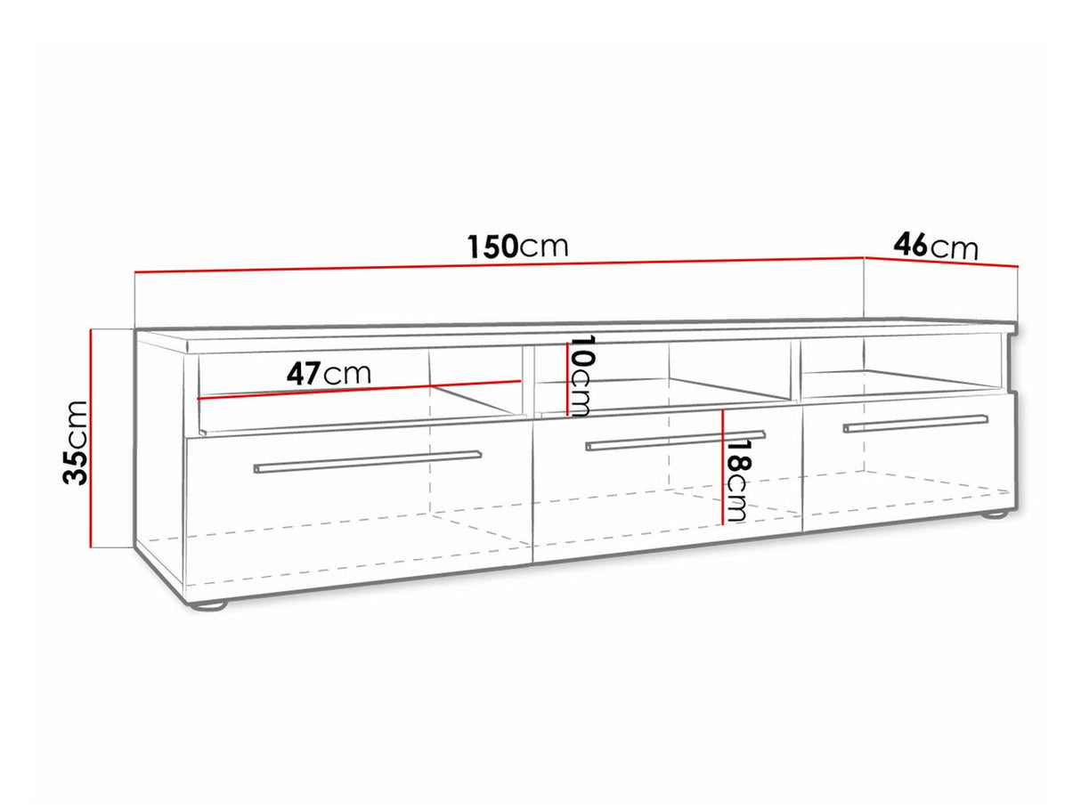 TV-állvány RTv 2 (Cleo II), Szín: Fehér + Fényes fekete