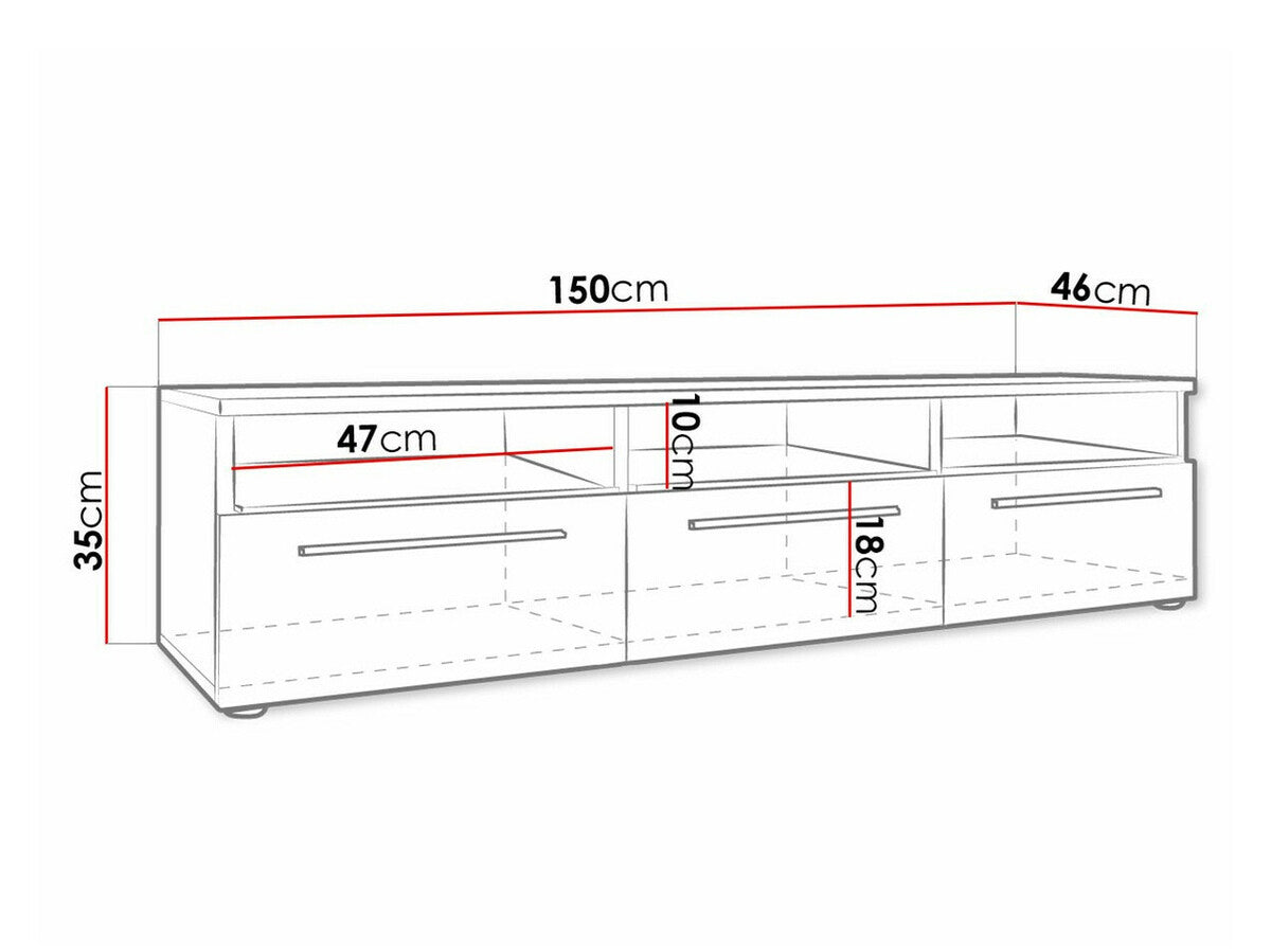 TV-állvány RTv 2 (Cleo II), Szín: Fehér + Fényes szürke