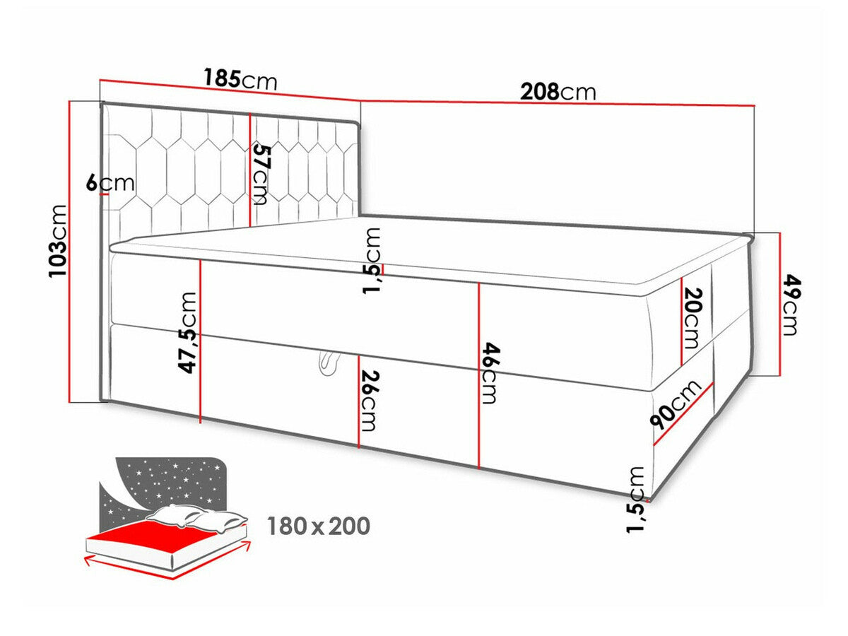 Kontinentális ágy Top M24 (Borneo M24), Szín: Fresh 9, Alvó felület mérete: 180 x 200 cm