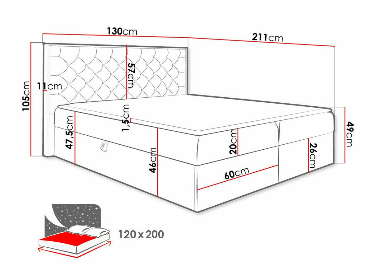 Kontinentális ágy WOOD 3 (Madaris 3), Szín: Wotan tölgy + Faro 16, Alvó felület mérete: 120 x 200 cm