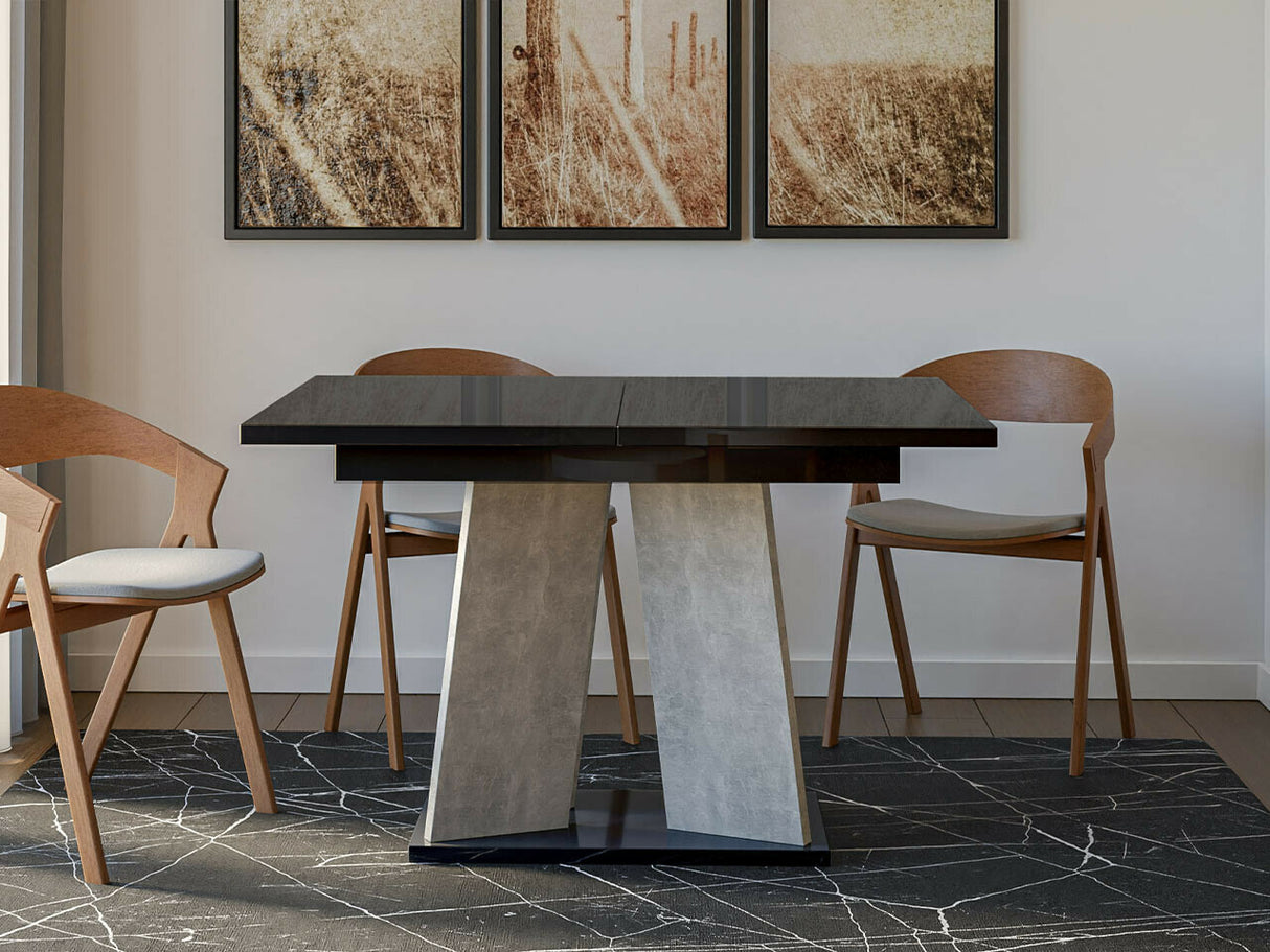 Asztal MUFO (Josiah), Szín: Fényes fekete + Beton