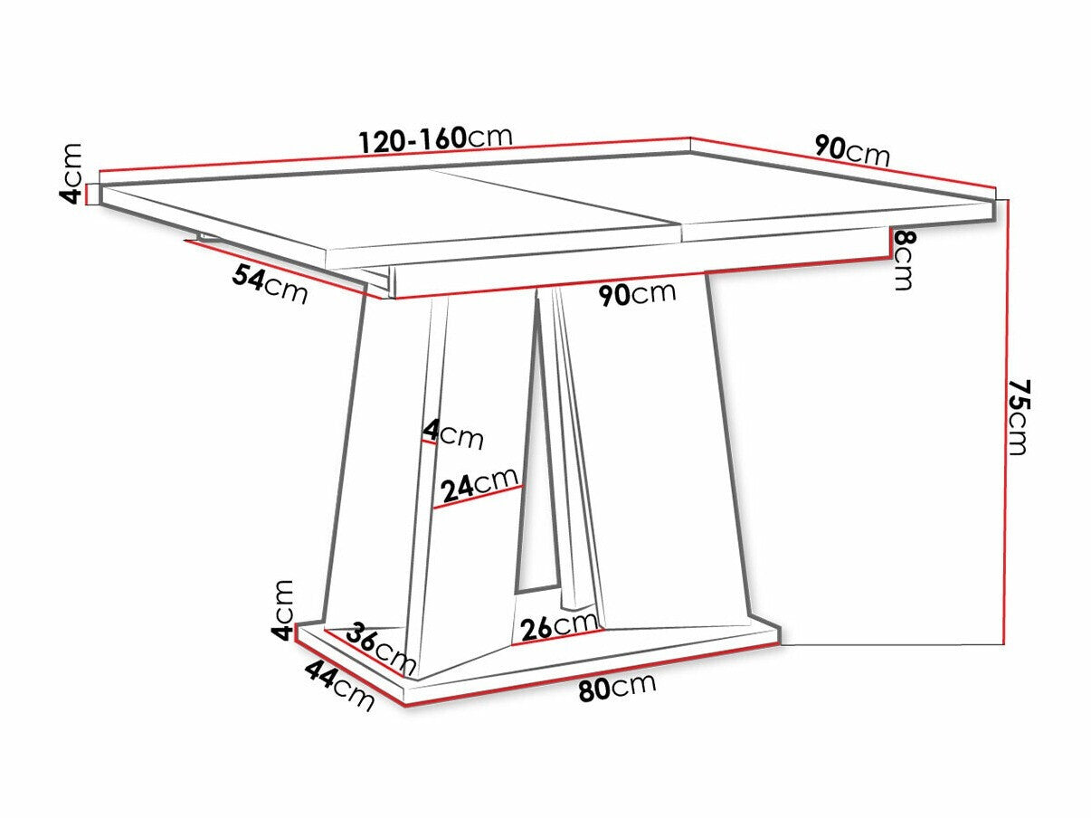 Asztal MUFO (Josiah), Szín: Fényes fekete + Beton