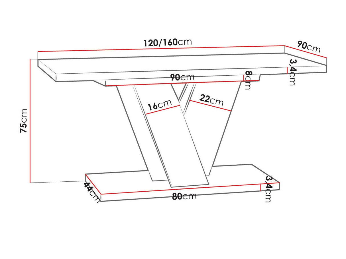 Asztal Viney (Tearyl), Szín: Artisan tölgy + Fekete