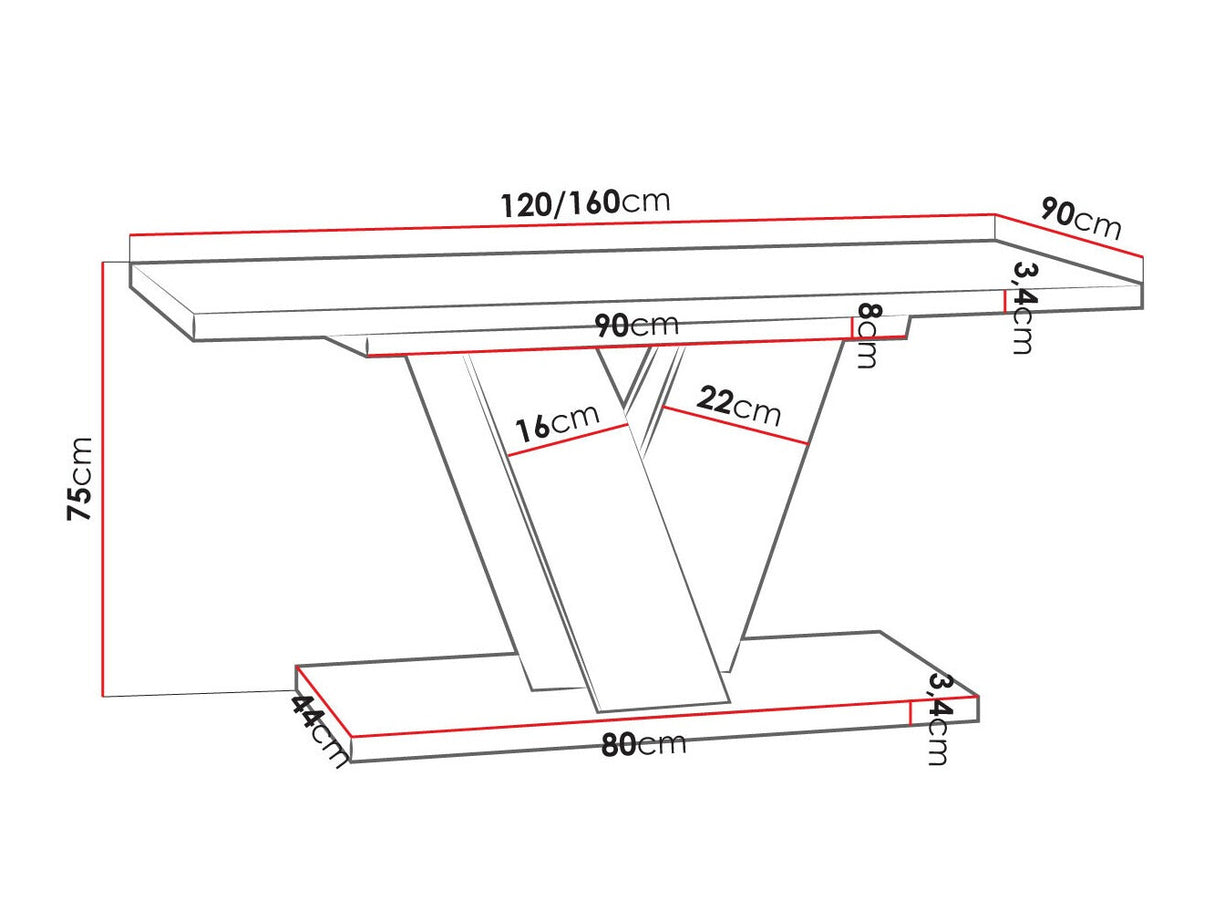 Asztal Viney (Tearyl), Szín: Fényes fehér + Szürke