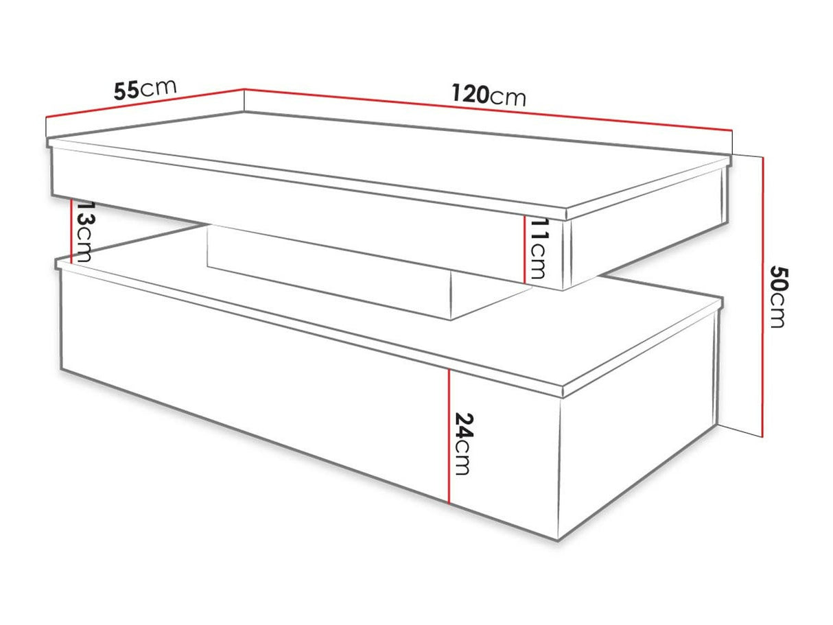 Dohányzóasztal 120 GLOSSA 01 (Lestirol) (Fehér + Fényes fehér)