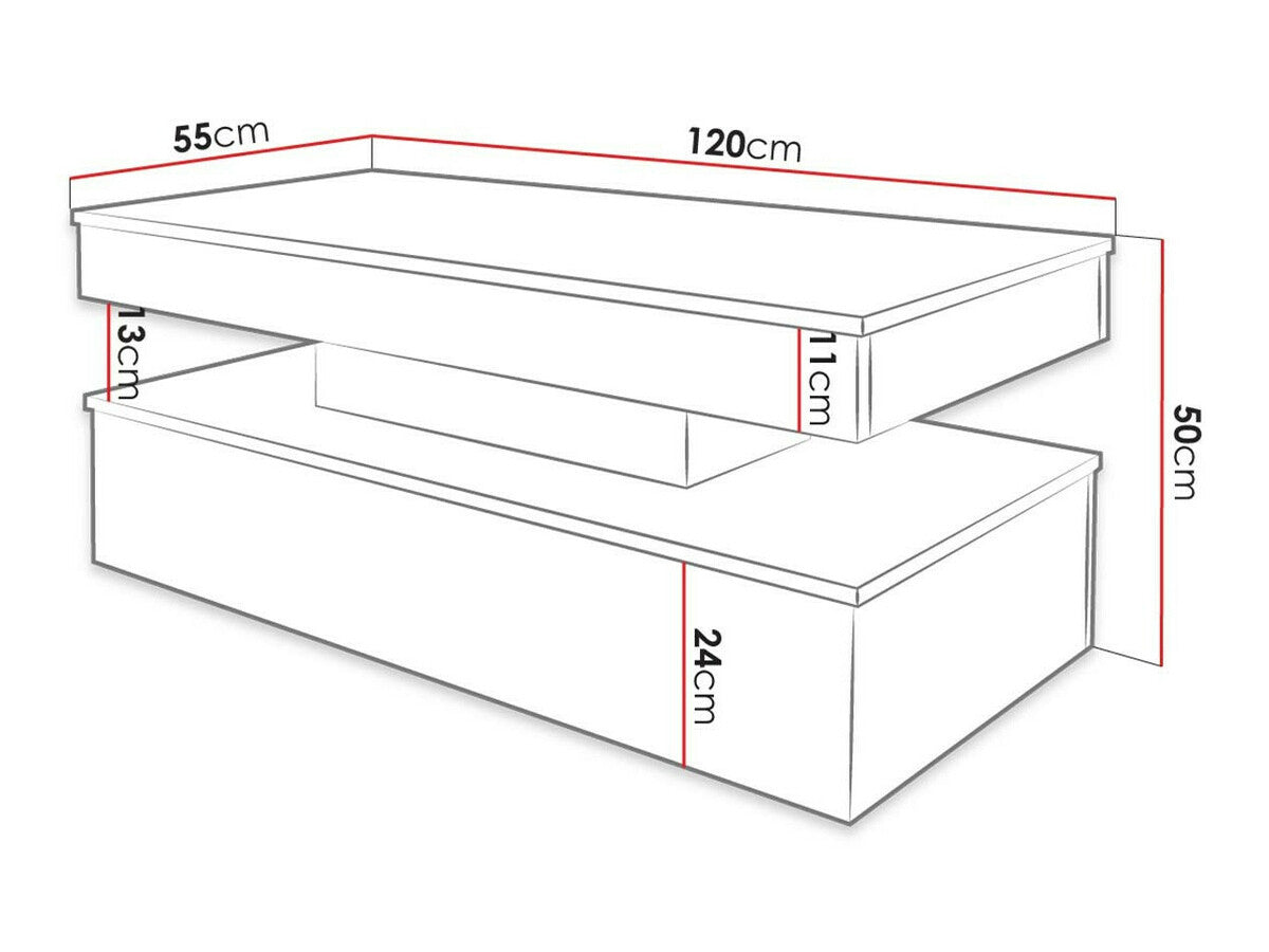 Dohányzóasztal 120 GLOSSA 01 (Lestirol) (Fekete + Fényes fekete)