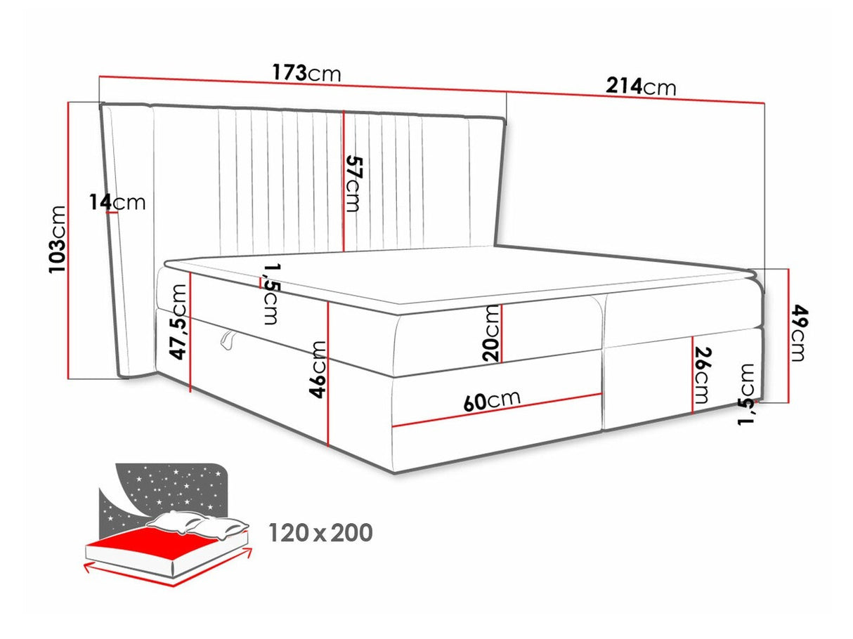 Kontinentális ágy SPARK (Ernelto), Szín: Magic Velvet 2260, Alvó felület mérete: 120 x 200 cm