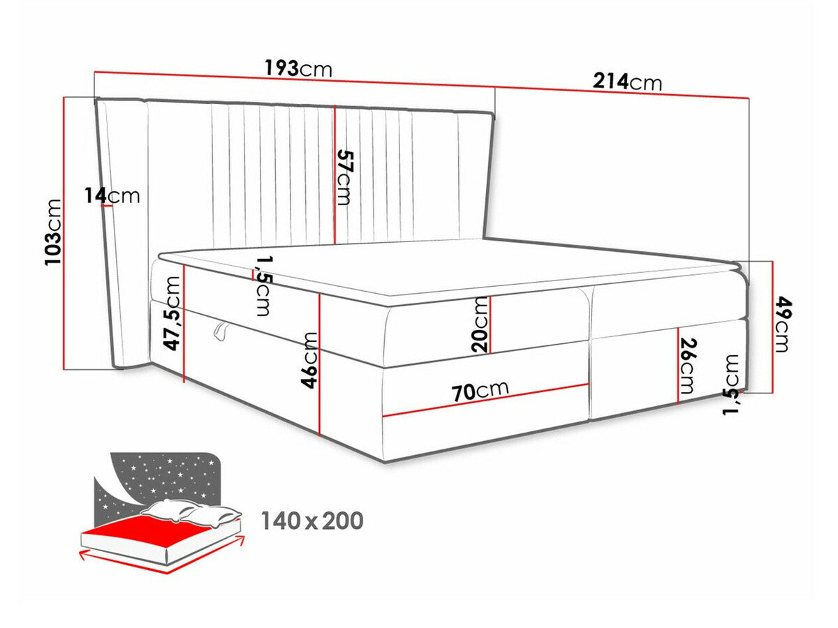 Kontinentális ágy SPARK (Ernelto), Szín: Magic Velvet 2297, Alvó felület mérete: 140 x 200 cm