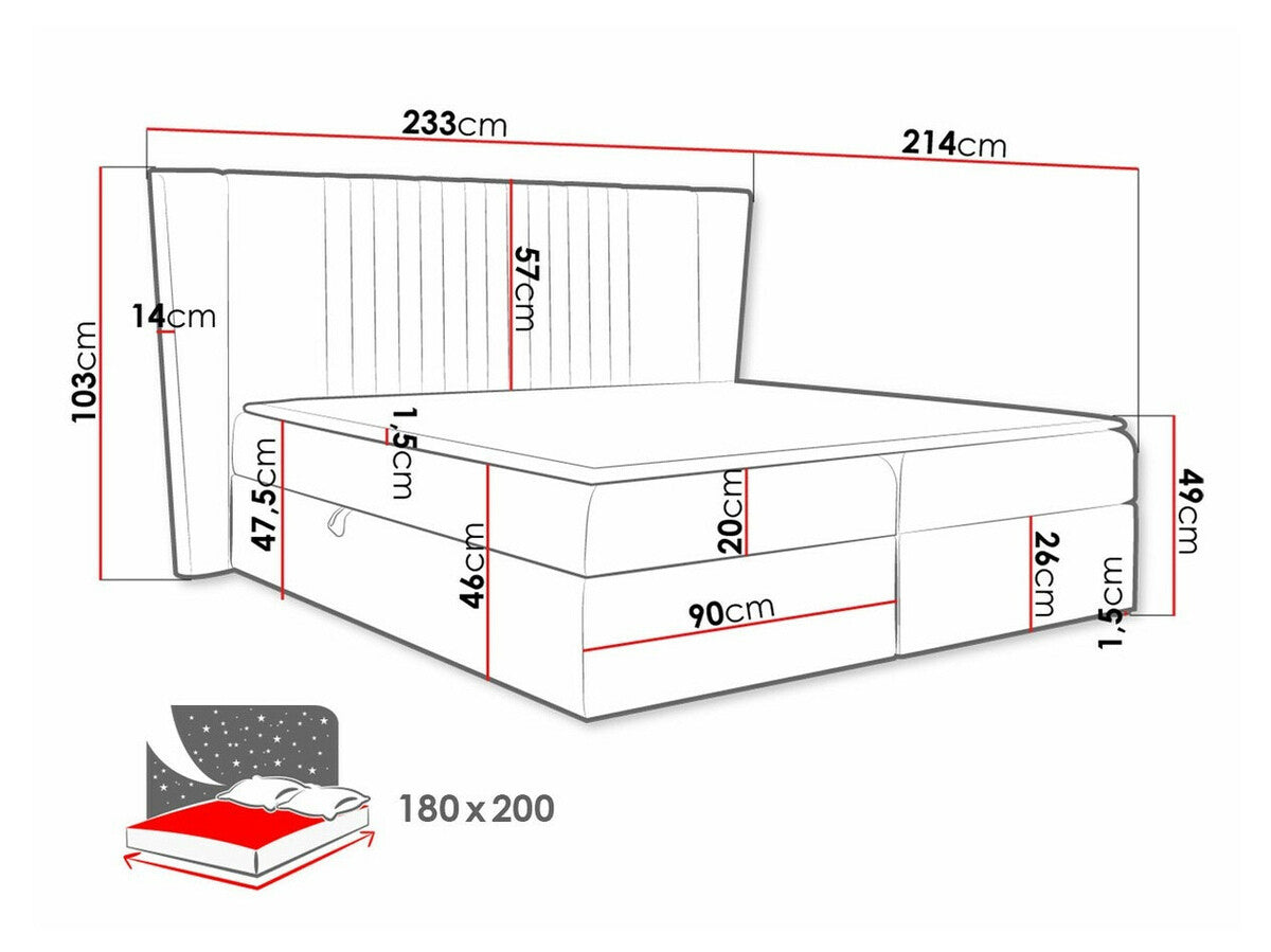 Kontinentális ágy SPARK (Ernelto), Szín: Magic Velvet 2209, Alvó felület mérete: 180 x 200 cm