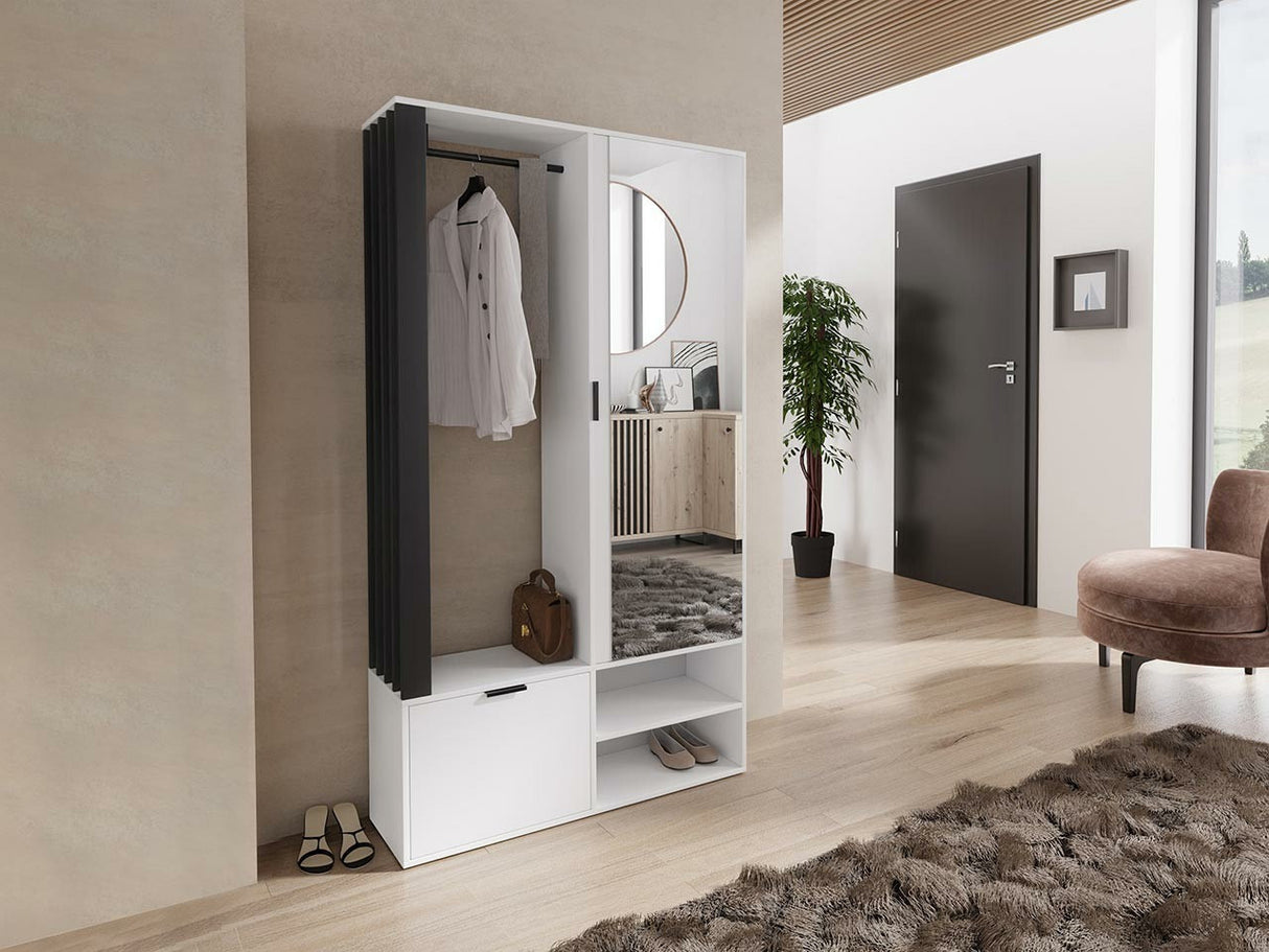 Előszoba garnitúra MILO (Frelio's), Szín: Fehér + Fekete