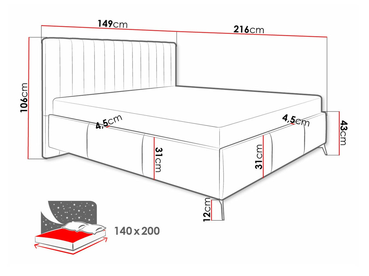Ágy MORRIS (Lizubo), Szín: Fresh 01, Alvó felület mérete: 140 x 200 cm