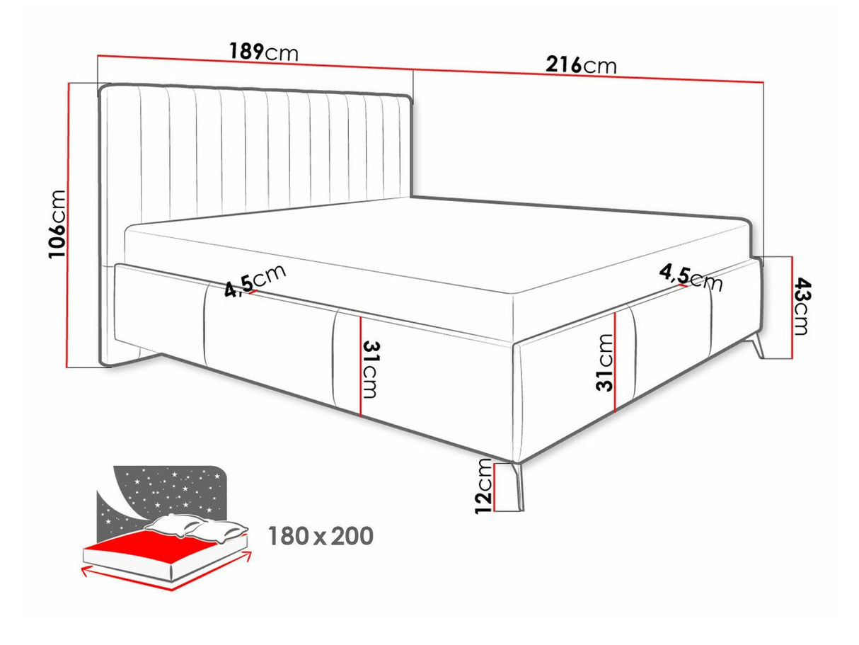 Ágy MORRIS (Lizubo), Szín: Fresh 01, Alvó felület mérete: 180 x 200 cm