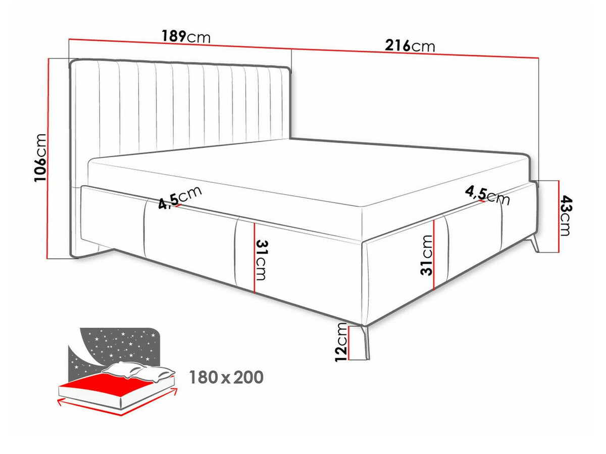 Ágy MORRIS (Lizubo), Szín: Fresh 13, Alvó felület mérete: 180 x 200 cm