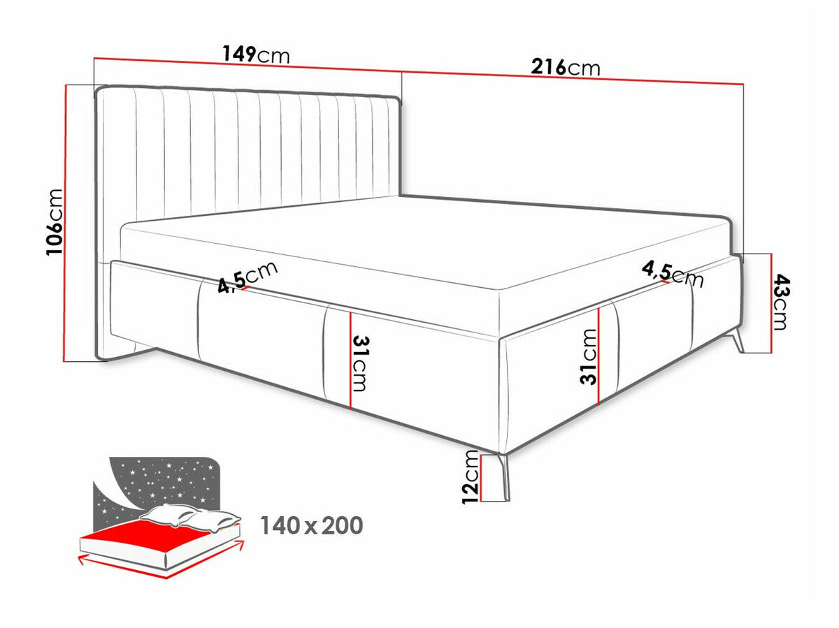Ágy MORRIS (Lizubo), Szín: Fresh 32, Alvó felület mérete: 140 x 200 cm
