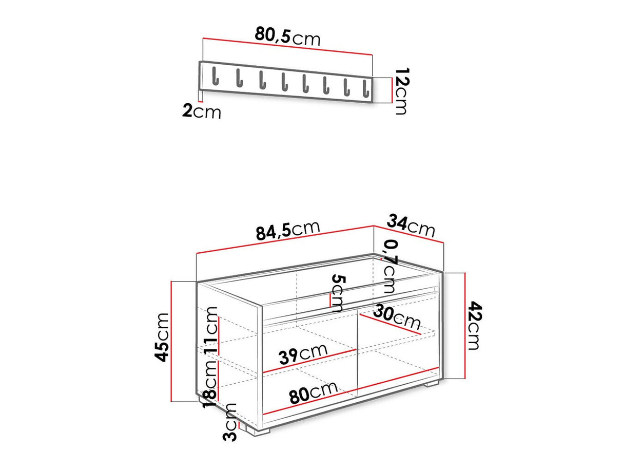 Előszoba garnitúra GRAWIS (Konkor) 80 + 2sz, Szín: Fehér + Manila 32