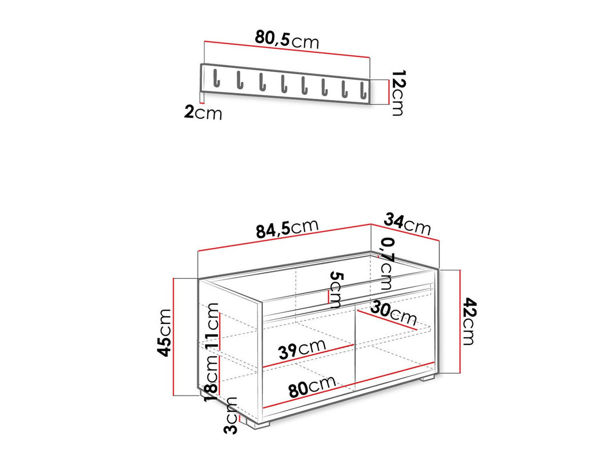 Előszoba garnitúra GRAWIS (Konkor) 80 + 12sz, Szín: Fehér + Manila 32