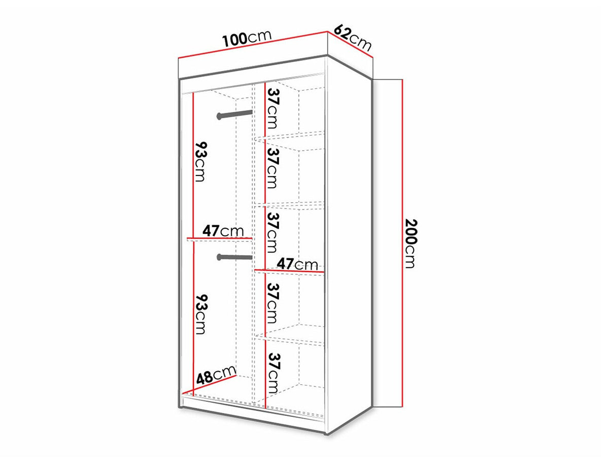 Gardróbszekrény RAMIRO 1 100 (Terospito 1 100), Szín: Fekete