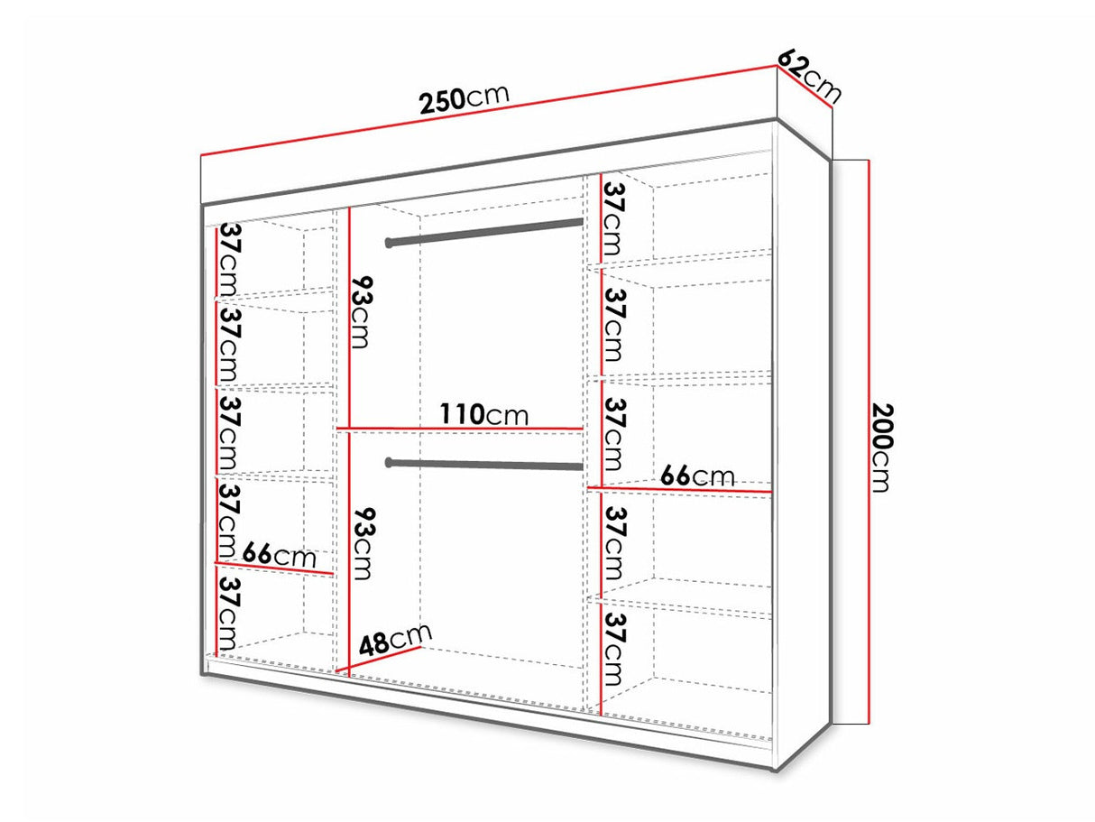 Gardróbszekrény RIFLO WAVE 2 250 (Towiro Wave 2 250), Szín: Fehér