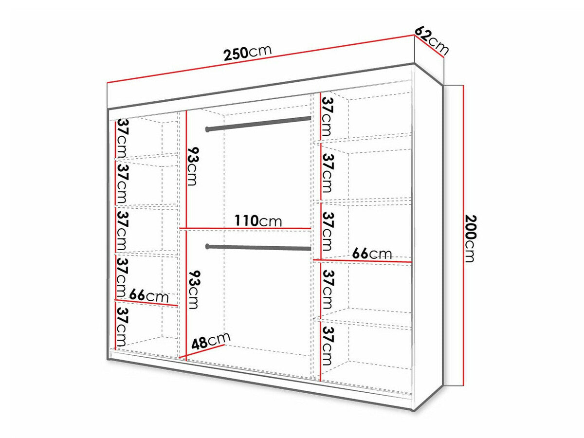 Gardróbszekrény RIFLO WAVE 2 250 (Towiro Wave 2 250), Szín: Fekete