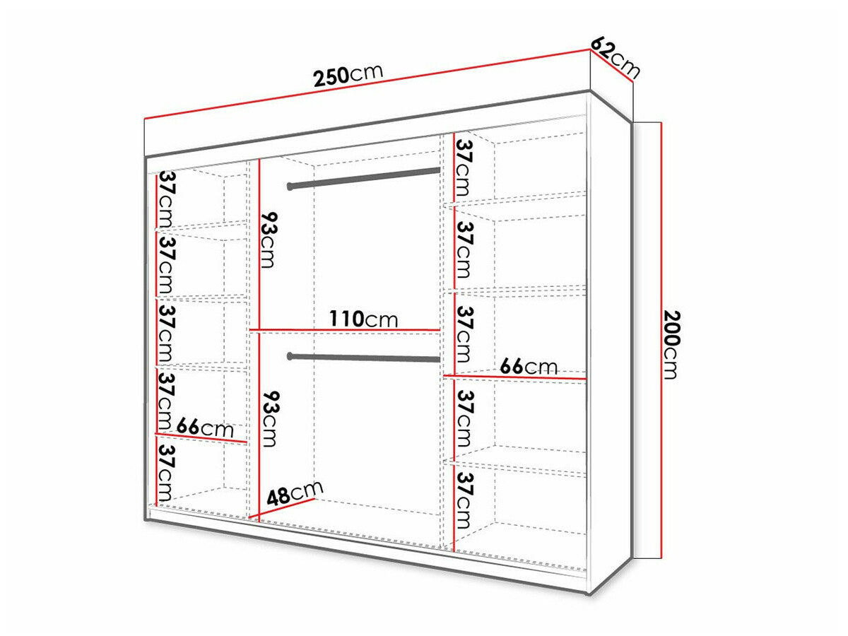 Gardróbszekrény RIFLO SLIM 1 250 (Towiro Slim 1 250), Szín: Fekete