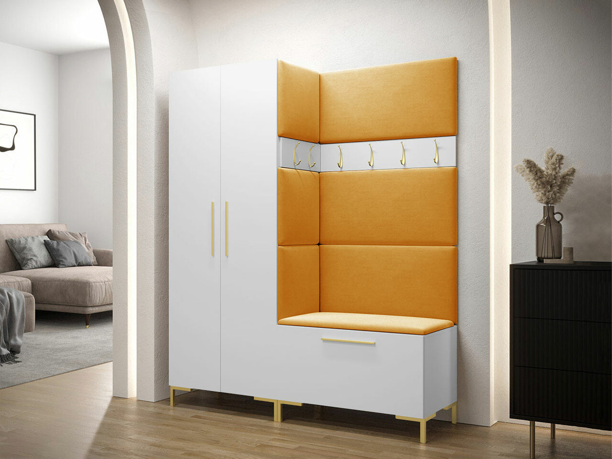 Előszoba garnitúra ZILION I (Frunemfta I), Keret színe: Fehér, Puha falpanel színe: Manila 32