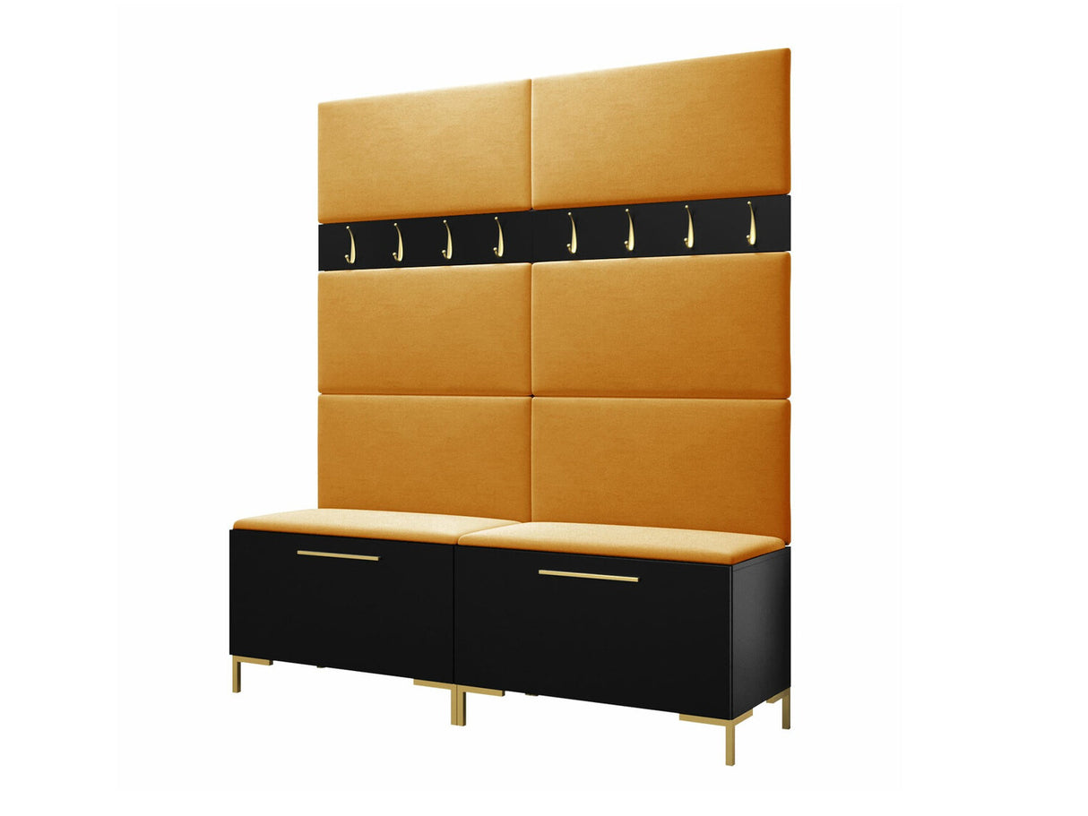 Előszoba garnitúra ZILION II (Frunemfta II), Keret színe: Fekete, Puha falpanel színe: Manila 32