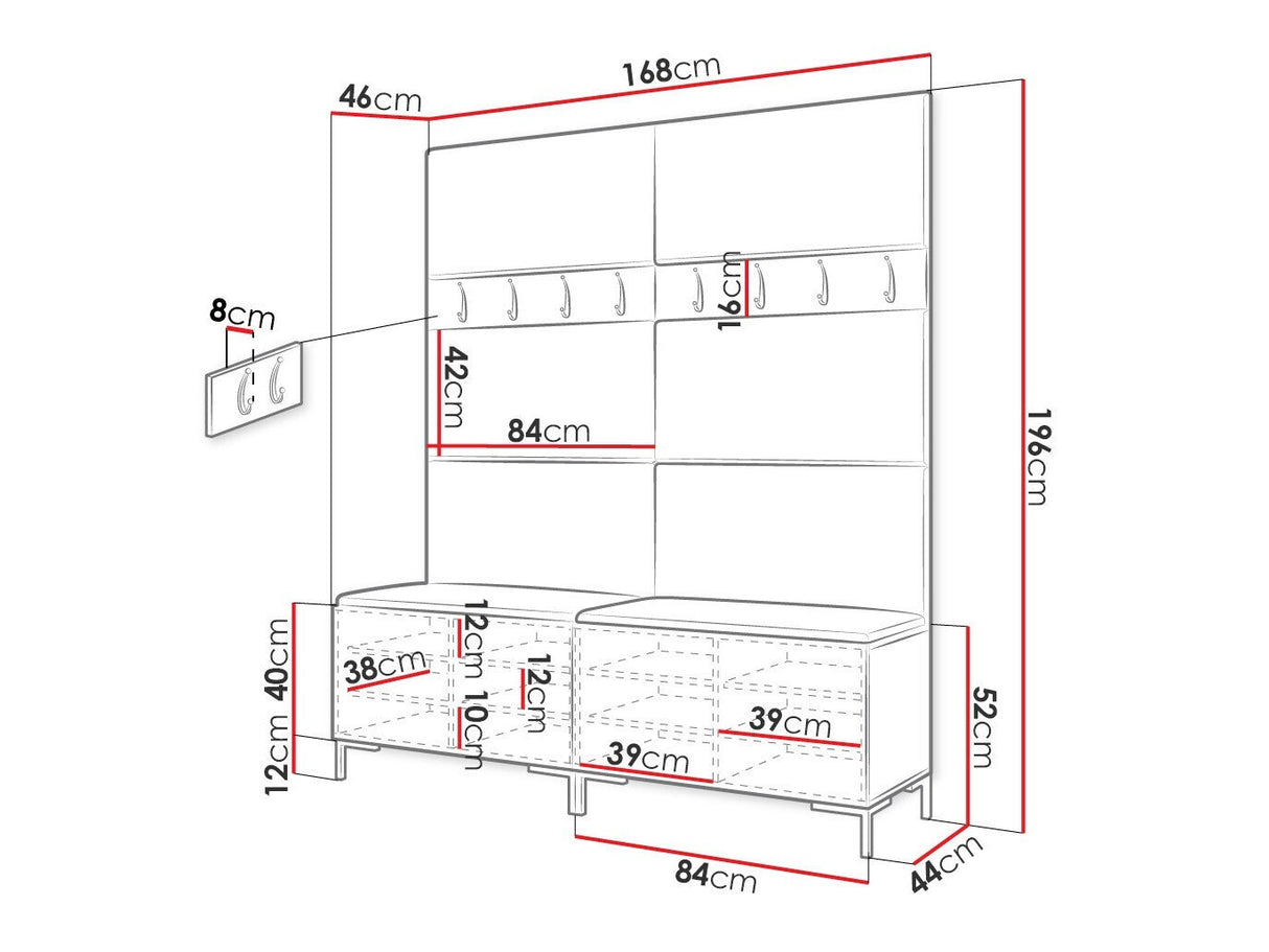 Előszoba garnitúra ZILION II (Frunemfta II), Keret színe: Craft tölgy, Puha falpanel színe: Manila 32
