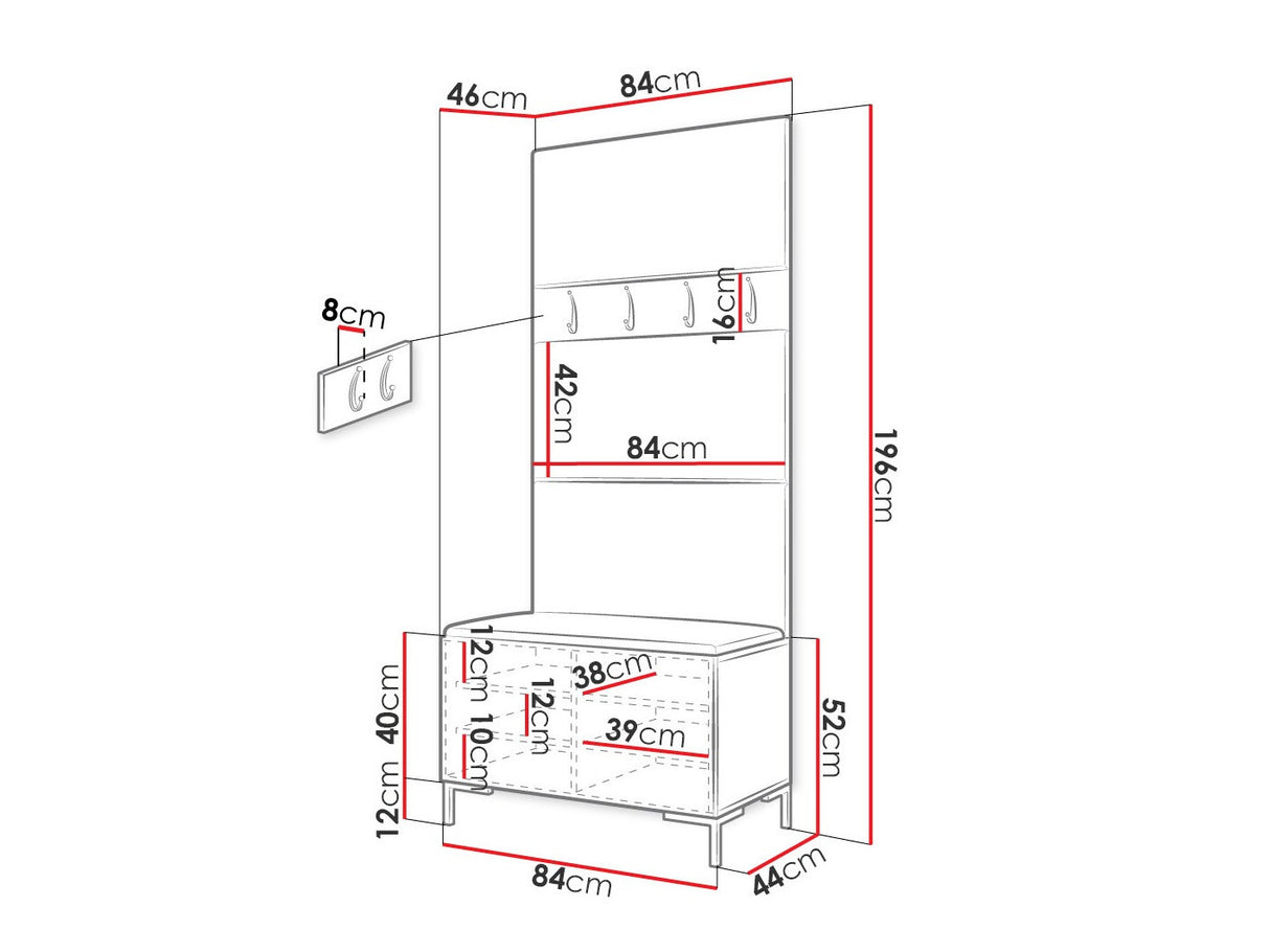 Előszoba garnitúra ZILION III (Frunemfta III), Keret színe: Fehér, Puha falpanel színe: Manila 32