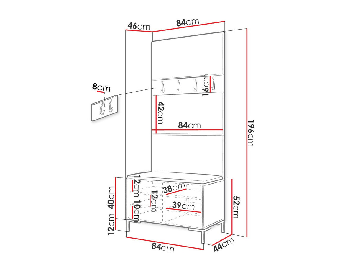 Előszoba garnitúra ZILION III (Frunemfta III), Keret színe: Craft tölgy, Puha falpanel színe: Manila 32