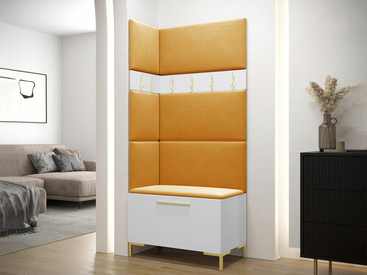 Előszoba garnitúra ZILION IV (Frunemfta IV), Keret színe: Fehér, Puha falpanel színe: Manila 32