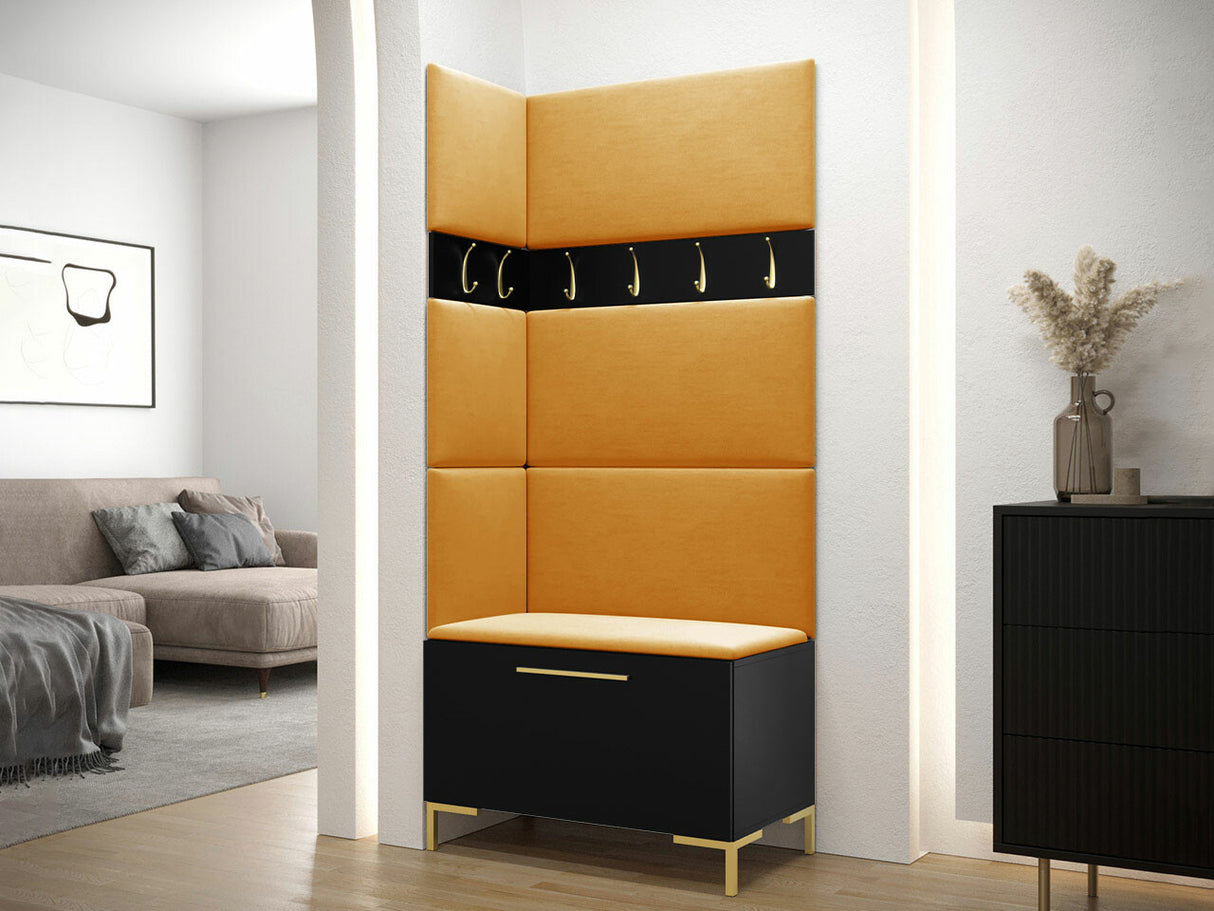 Előszoba garnitúra ZILION IV (Frunemfta IV), Keret színe: Fekete, Puha falpanel színe: Manila 32