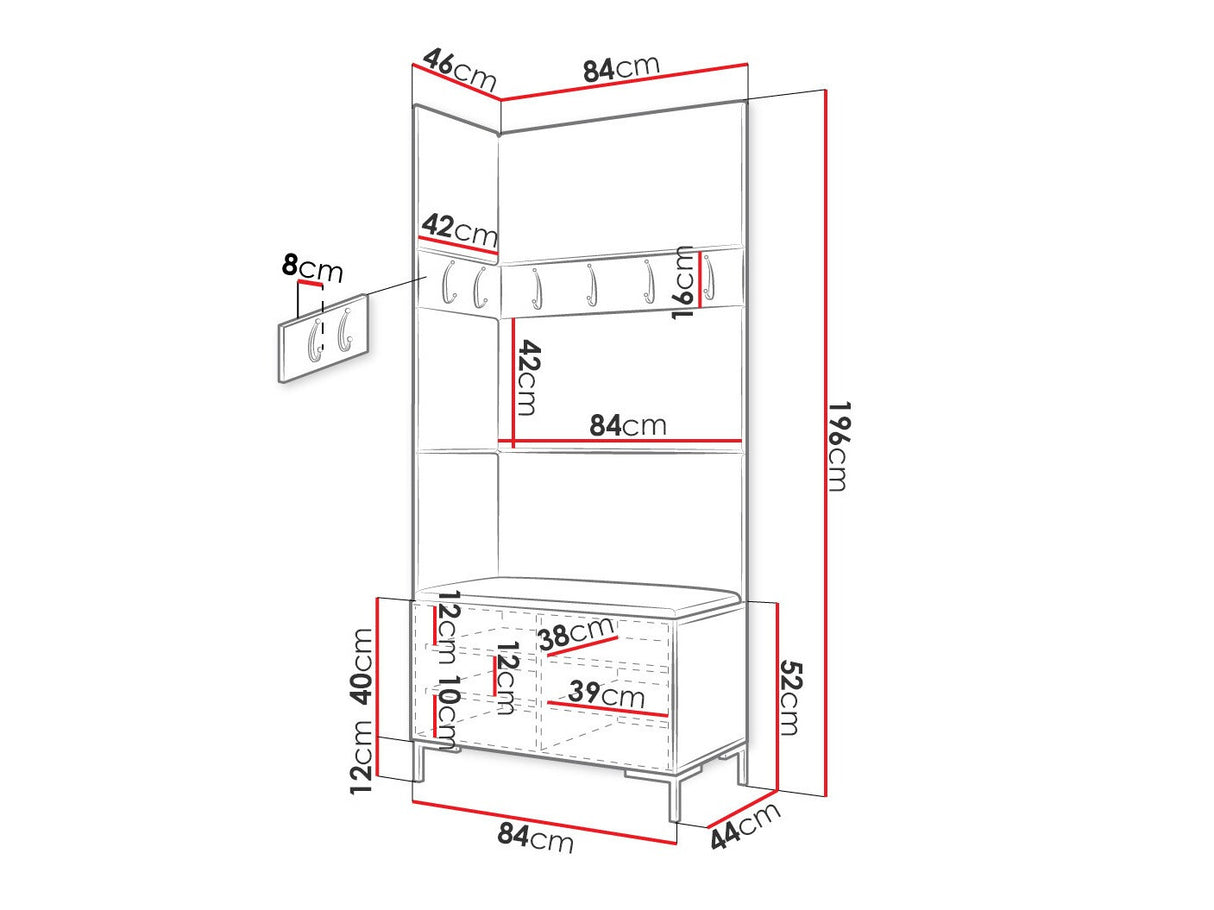 Előszoba garnitúra ZILION IV (Frunemfta IV), Keret színe: Fekete, Puha falpanel színe: Manila 32