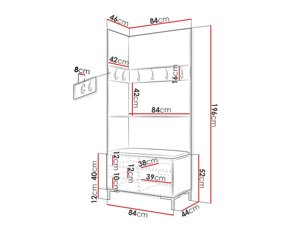 Előszoba garnitúra ZILION IV (Frunemfta IV), Keret színe: Craft tölgy, Puha falpanel színe: Manila 32
