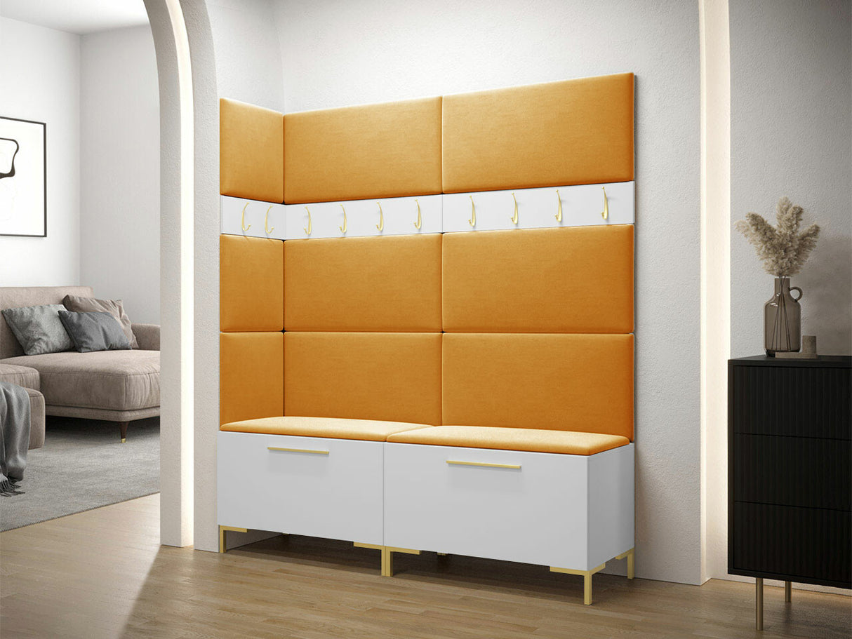 Előszoba garnitúra ZILION V (Frunemfta V), Keret színe: Fehér, Puha falpanel színe: Manila 32